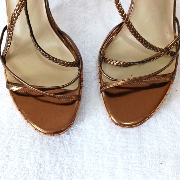 BAKERS Brown Metalic Strap Heels.Size 10. - Picture 3 of 12